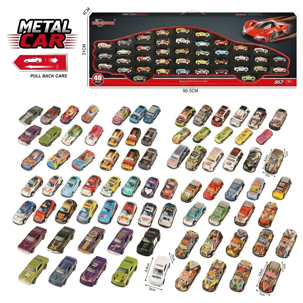 Pull Back Metal Racing Car Collection Set for Kids | 40 Pcs
