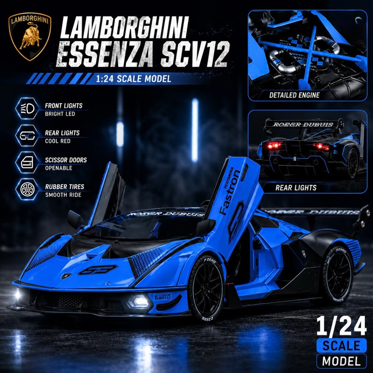 1:24 Lamborghini Essenza SCV12 Racing Supercar Diecast Alloy Model