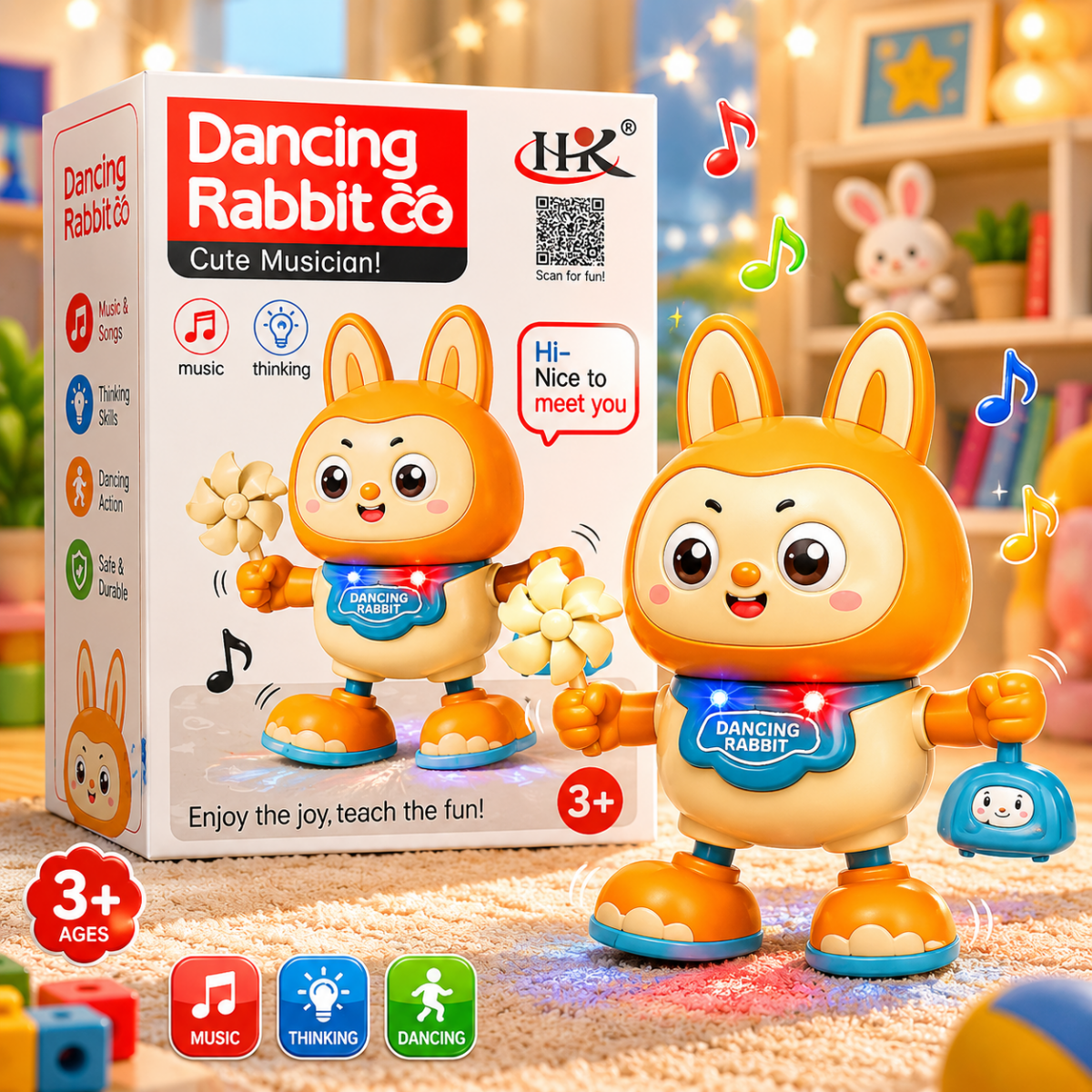 Dancing Musical Rabbit – Light, Sound & Moving Action Bunny