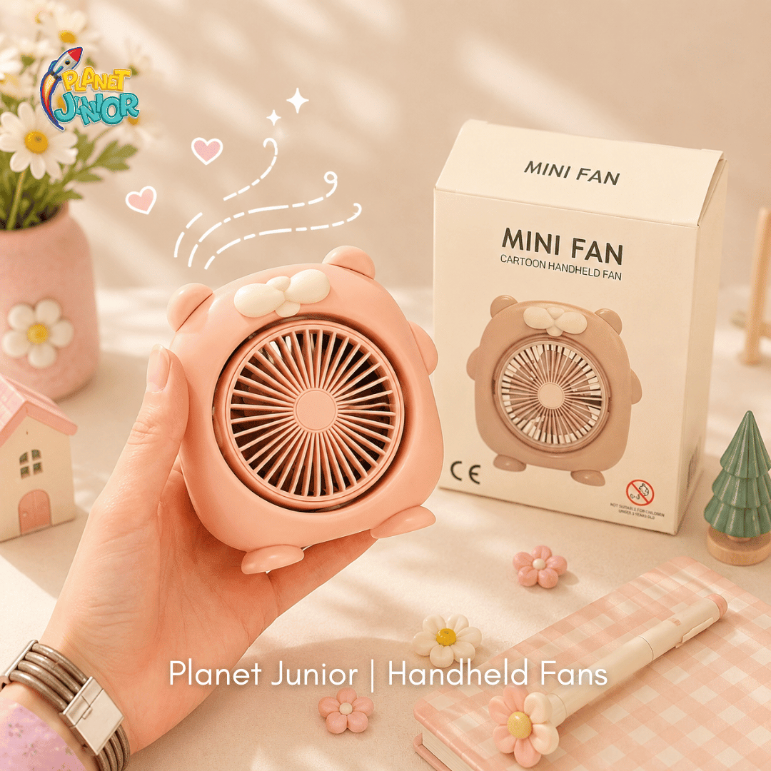 Cute Bear Mini Fan – Foldable Cartoon Desktop & Handheld Fan 🐻🩷