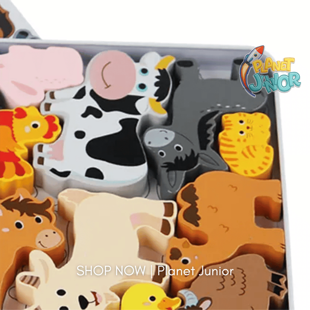 Premium Wooden Farm Animal Block Puzzle