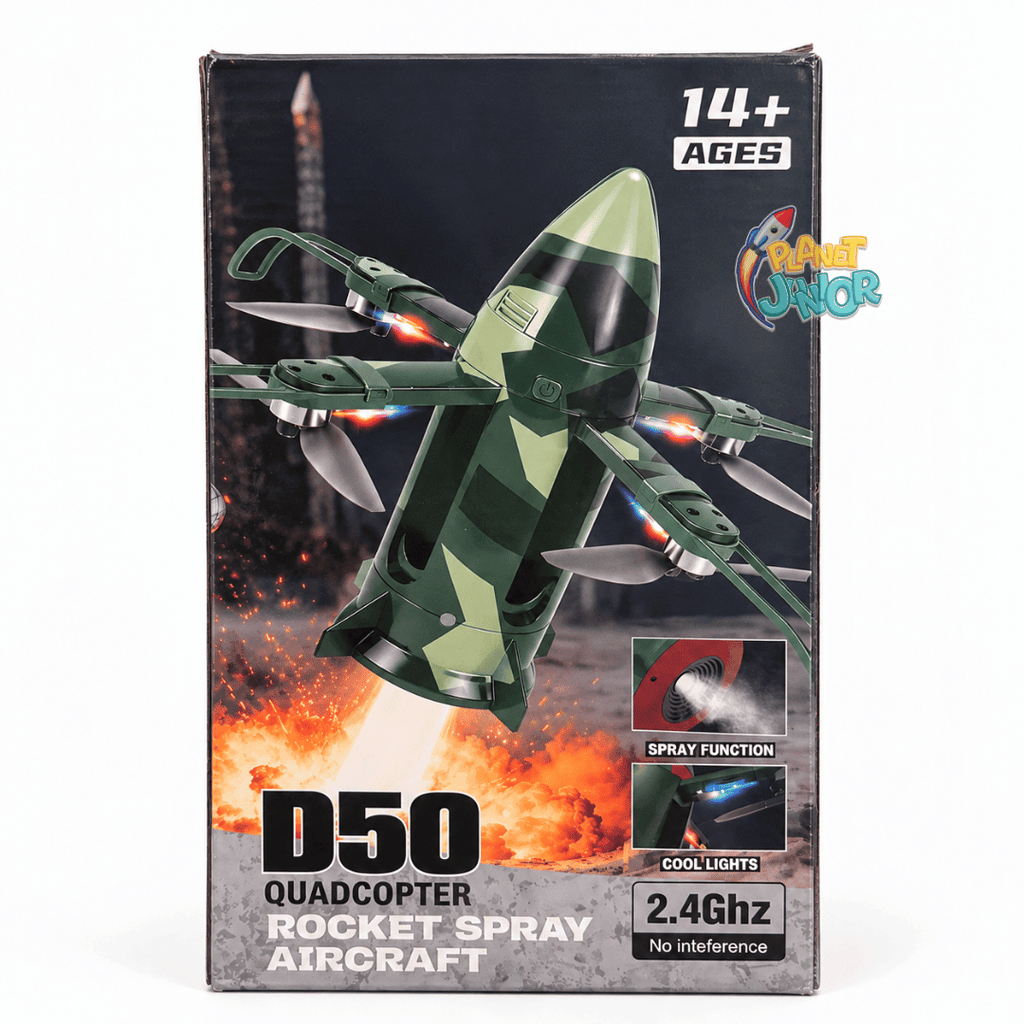 RC Rocket Spray Aircraft with Gravity Control, Lights & Water Mist | Silver