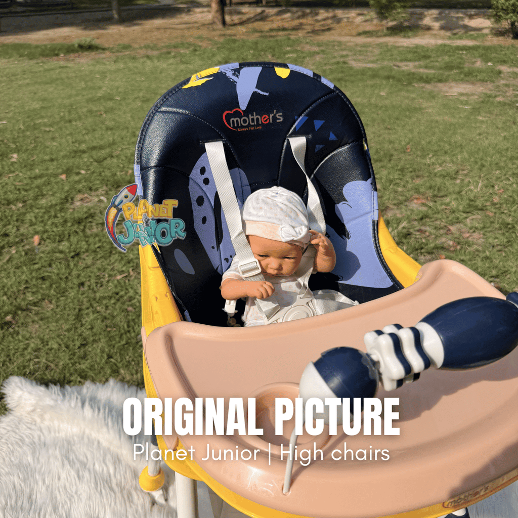 MotherCare Baby Feeding High Chair with Toy Bar - Blue & Yellow