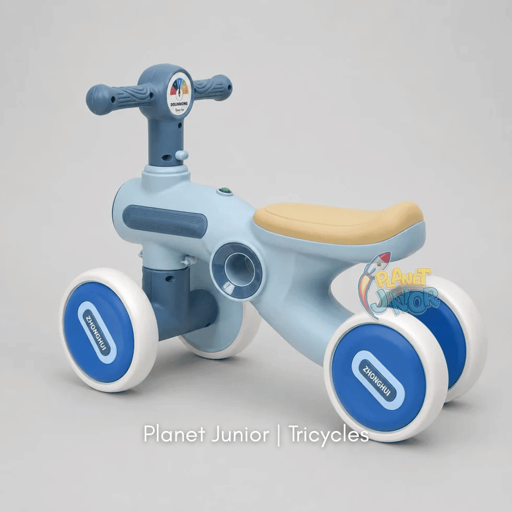 Baby 4-Wheel Balance Bike with Music & Lights