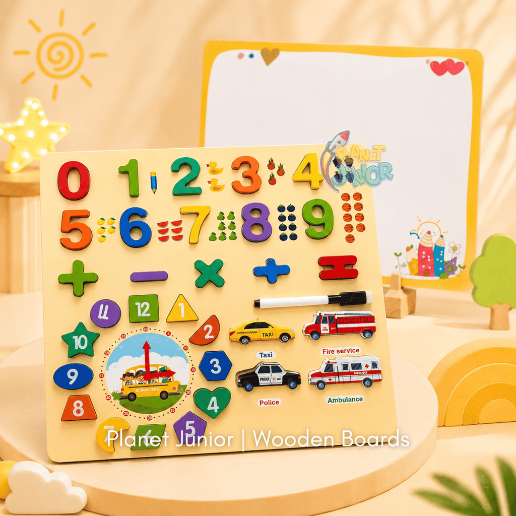 2-in-1 Montessori Wooden Learning Puzzle + Whiteboard