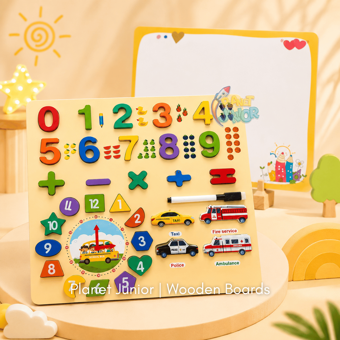 2-in-1 Montessori Wooden Learning Puzzle + Whiteboard