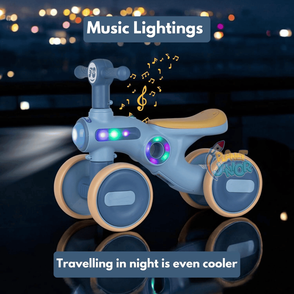Baby 4-Wheel Balance Bike with Music & Lights