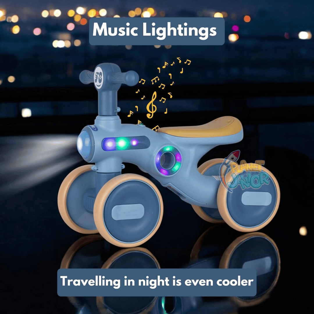 Baby 4-Wheel Balance Bike with Music & Lights