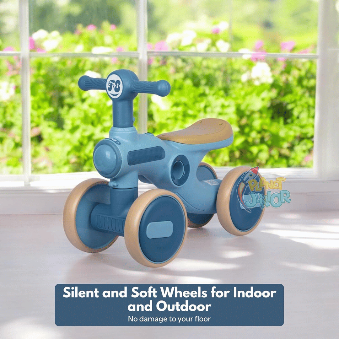 Baby 4-Wheel Balance Bike with Music & Lights