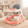 3 in 1 Foldable Baby Multifunctional Walker with Activity Tray, Handle & Padded Seat