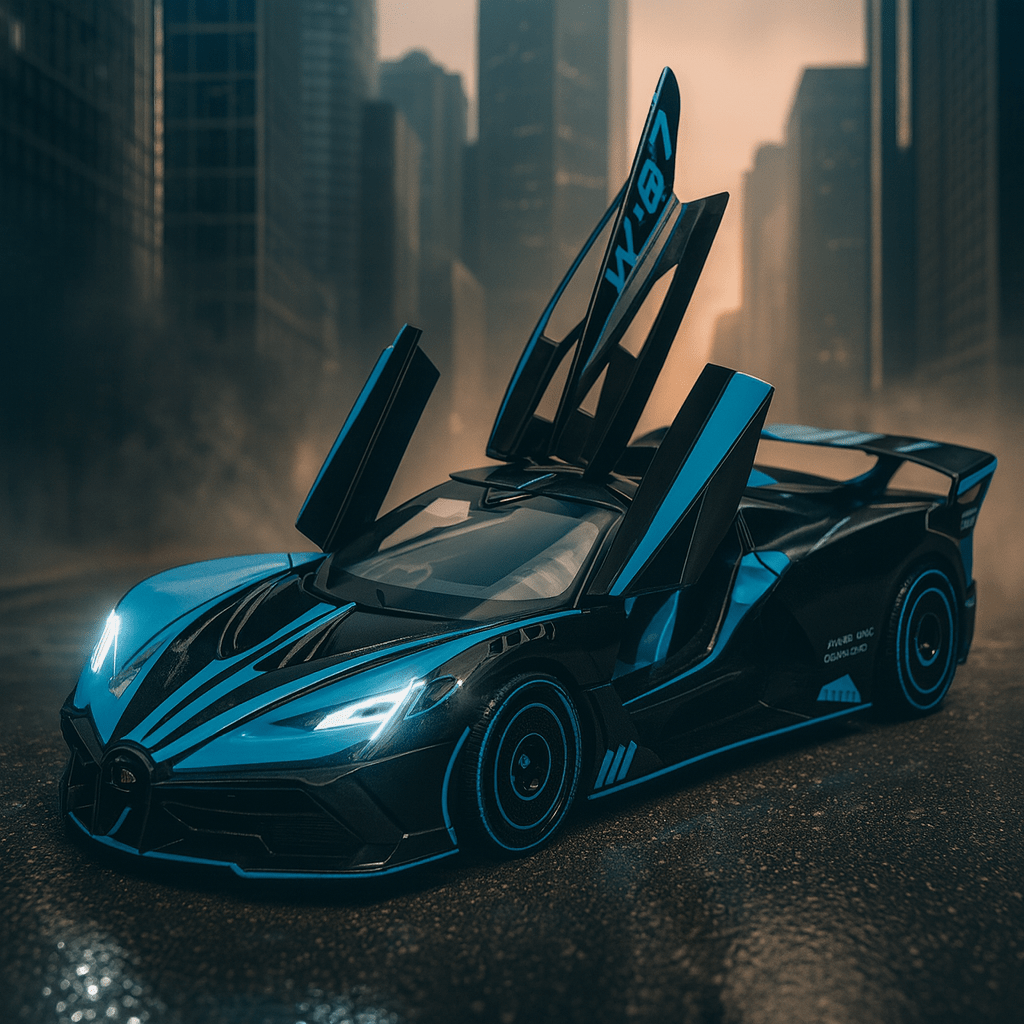 1:24 Die-Cast Bugatti Bolide with Spray Effect Diecast Model Car – Light, Sound & Butterfly Doors 🏎️💙