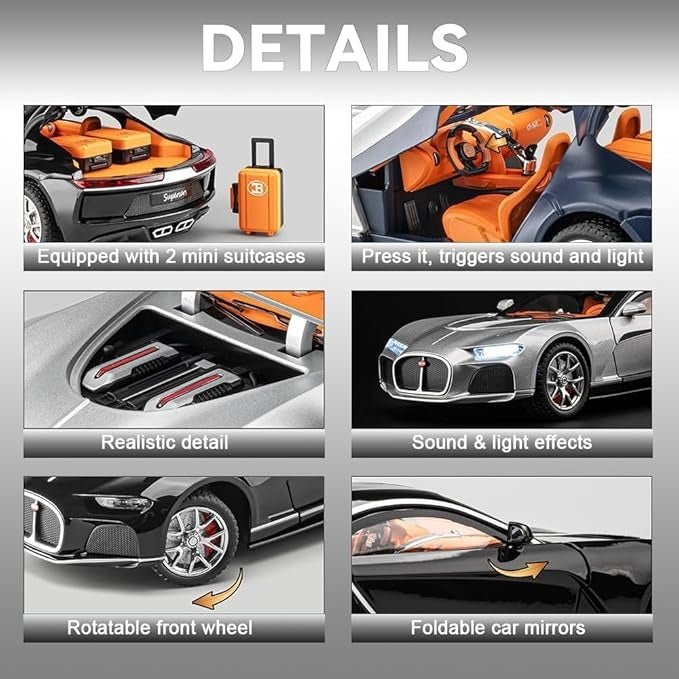 1:24 DieCast Bugatti Atlantic with Smoke Effect & Additional Briefcases