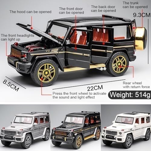 1:24 Mercedes G63 AMG Luxury SUV DieCast Car – Light, Sound & Pullback Power 🚙✨🔥