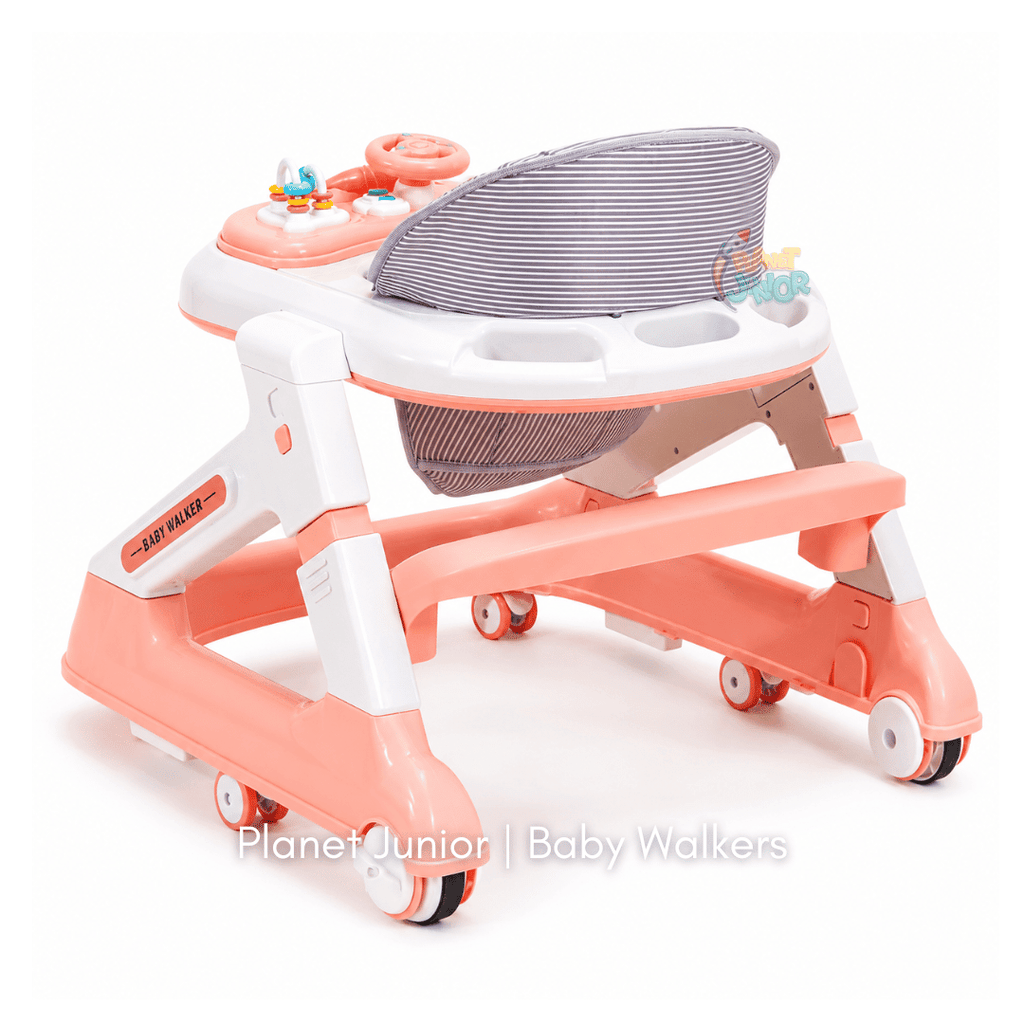 3 in 1 Foldable Baby Multifunctional Walker with Activity Tray, Handle & Padded Seat
