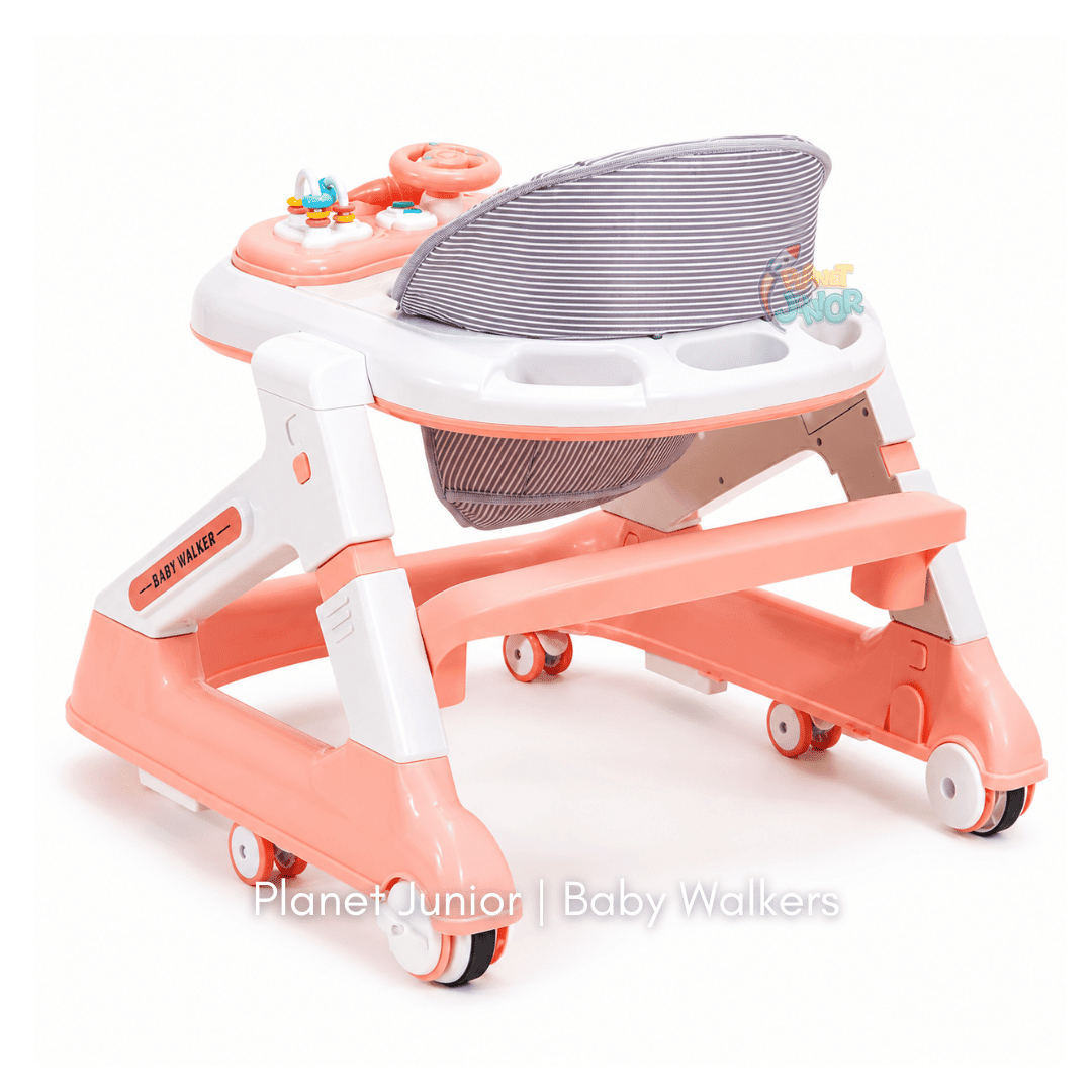 3 in 1 Foldable Baby Multifunctional Walker with Activity Tray, Handle & Padded Seat