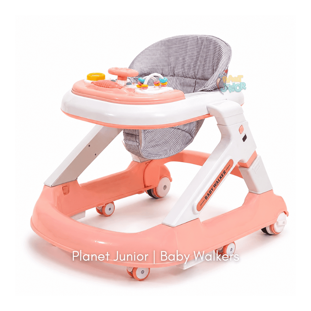 3 in 1 Foldable Baby Multifunctional Walker with Activity Tray, Handle & Padded Seat