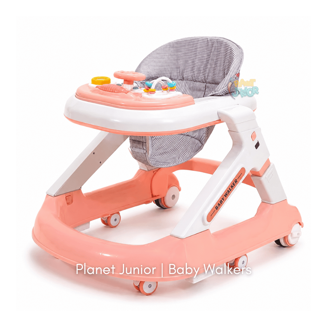 3 in 1 Foldable Baby Multifunctional Walker with Activity Tray, Handle & Padded Seat