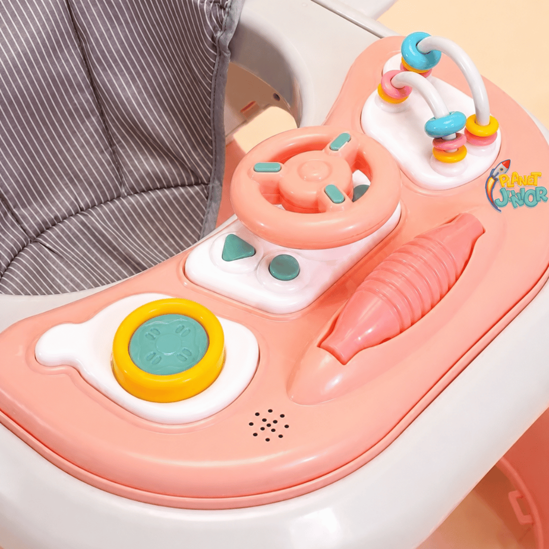 3 in 1 Foldable Baby Multifunctional Walker with Activity Tray, Handle & Padded Seat
