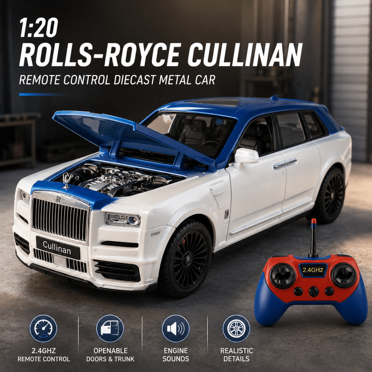 1:20 Metal Rolls-Royce Cullinan Remote Control Diecast Metal Car