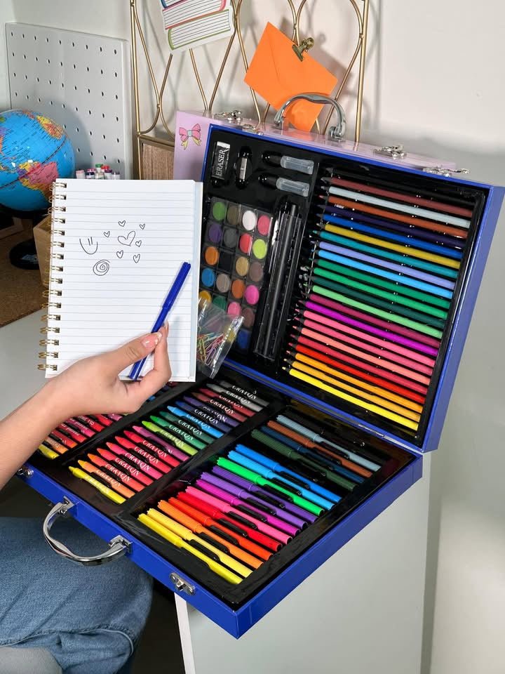 🎨 128 Pcs Kids Art Set – Creative Drawing Kit in Carry Case