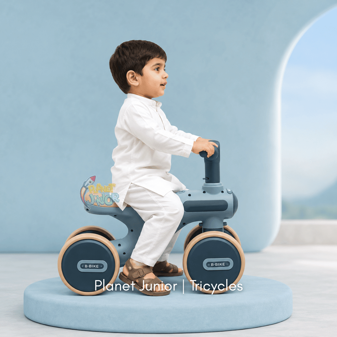 Baby 4-Wheel Balance Bike with Music & Lights