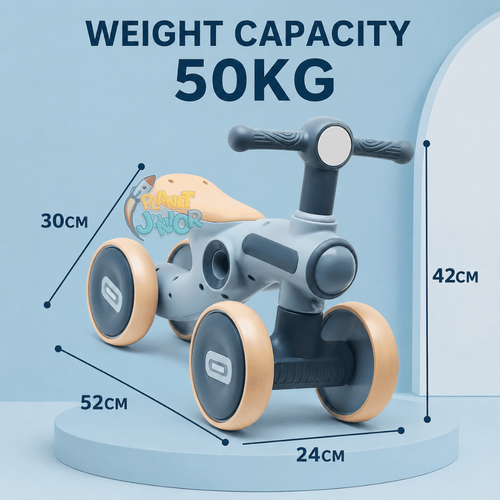 Baby 4-Wheel Balance Bike with Music & Lights
