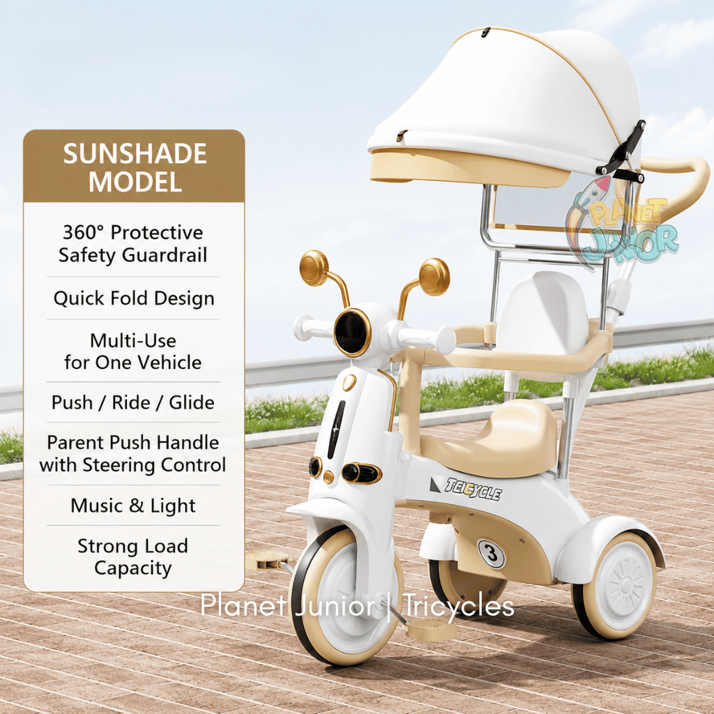 Multifunctional Baby Tricycle with Parent Handle & Canopy