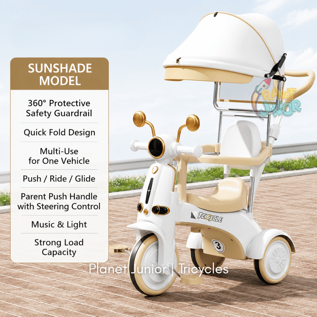 Multifunctional Baby Tricycle with Parent Handle & Canopy
