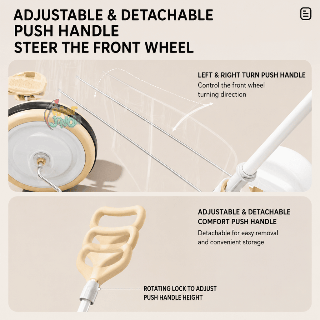 Multifunctional Baby Tricycle with Parent Handle & Canopy