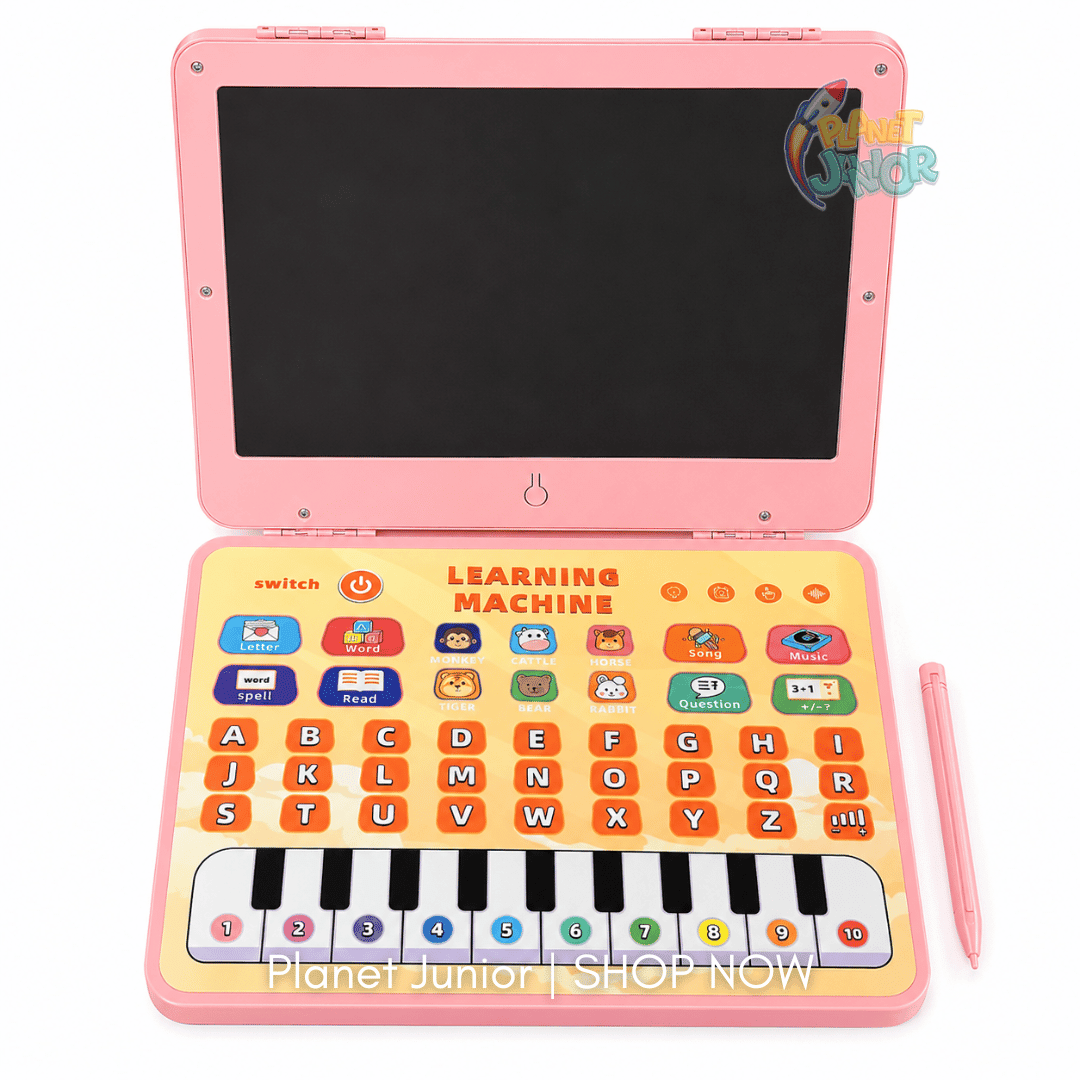 2-in-1 Kids Learning Laptop with Drawing Board & Piano Keyboard