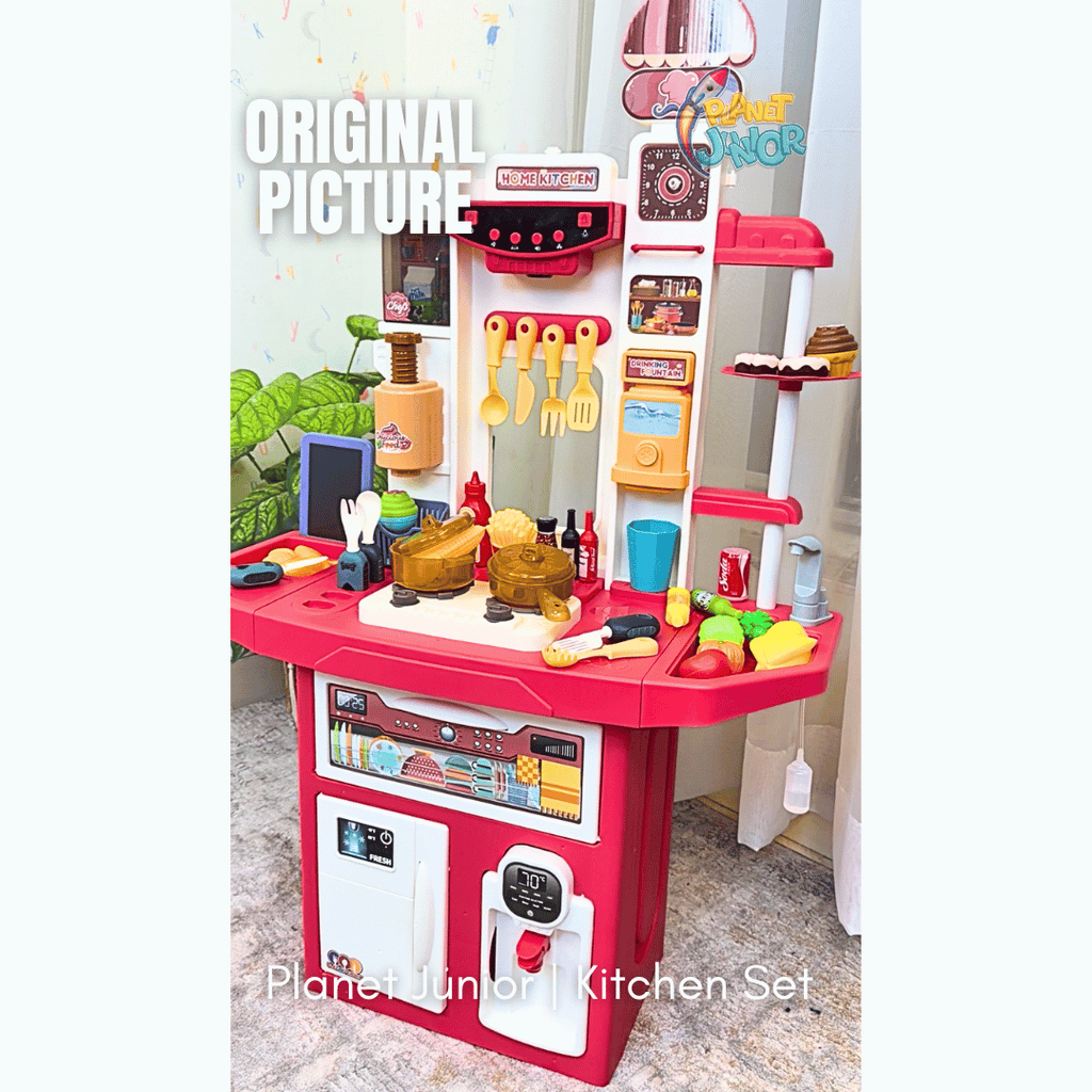 Extra Large Double-Sided Kids Kitchen Playset – 74 PCS Cooking Station