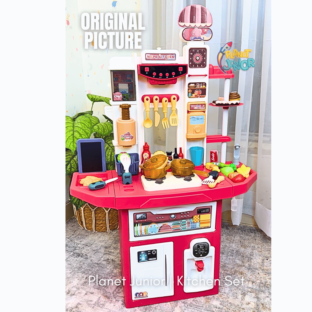 Extra Large Double-Sided Kids Kitchen Playset – 74 PCS Cooking Station