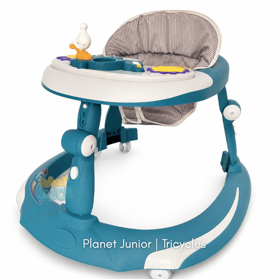 👶 3-in-1 Adjustable Baby Walker with Rocking Function, Feeding Tray & Music