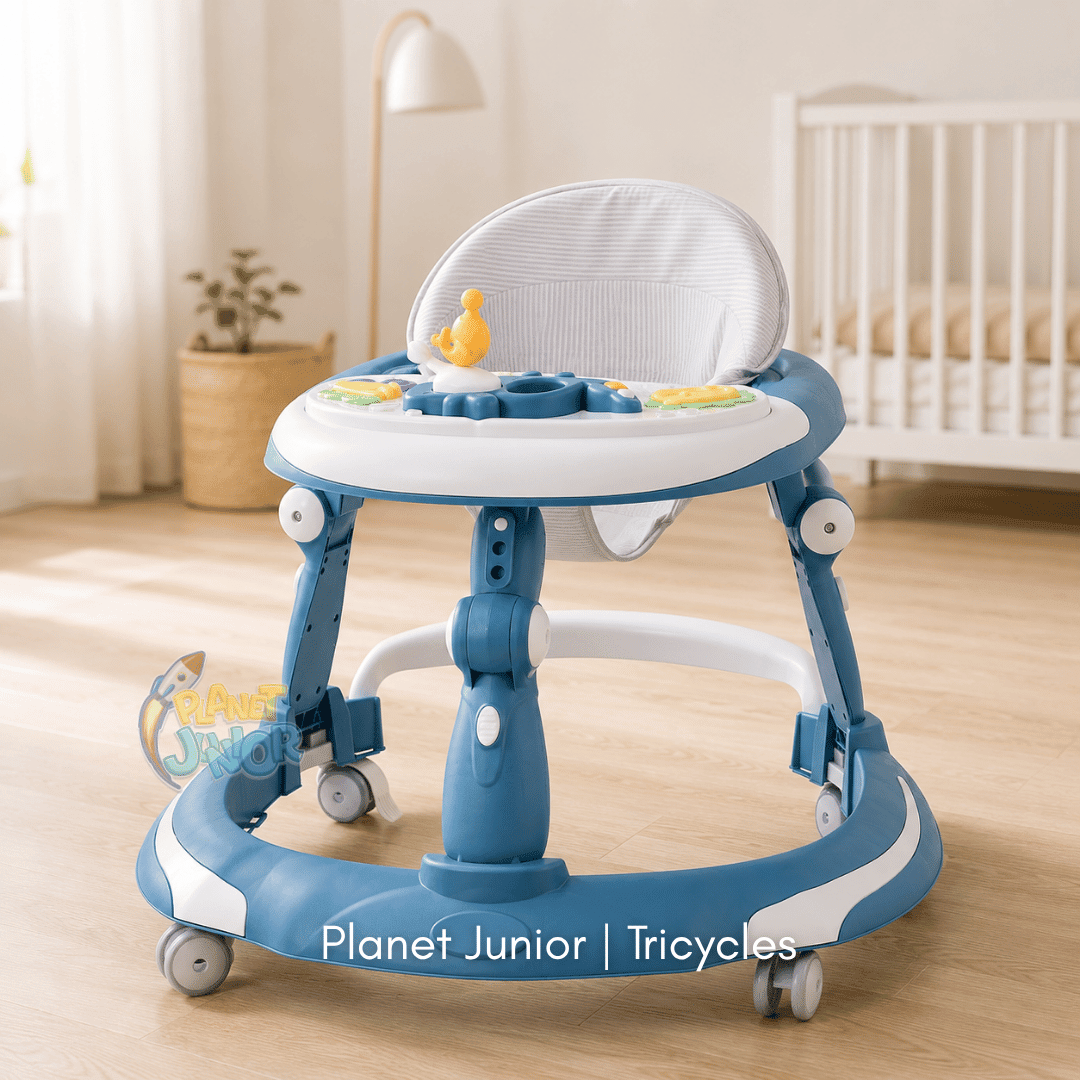 👶 3-in-1 Adjustable Baby Walker with Rocking Function, Feeding Tray & Music