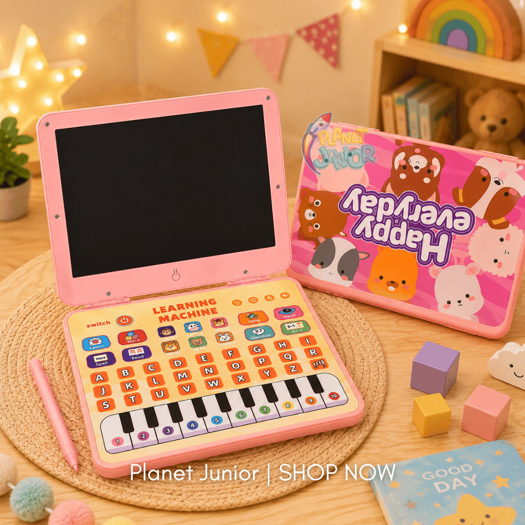 2-in-1 Kids Learning Laptop with Drawing Board & Piano Keyboard