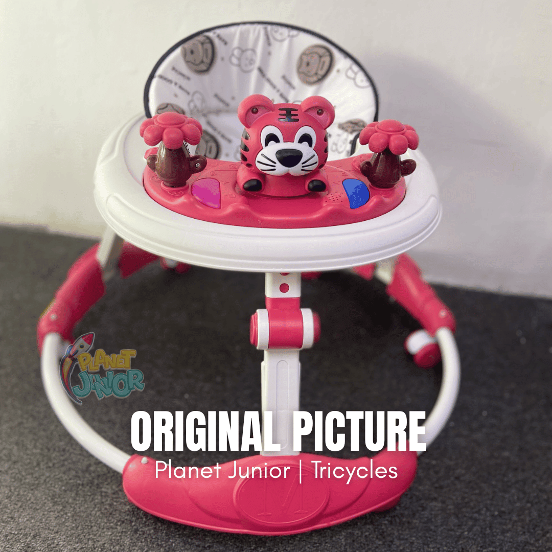 🐯 Cute Tiger-Themed Baby Walker with Activity Toys & Foldable Design
