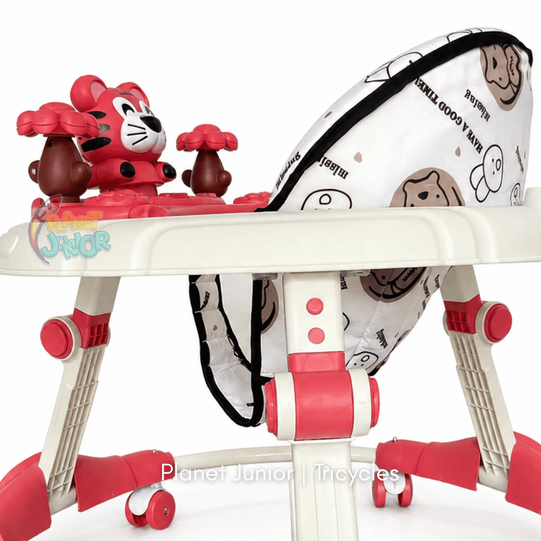 🐯 Cute Tiger-Themed Baby Walker with Activity Toys & Foldable Design