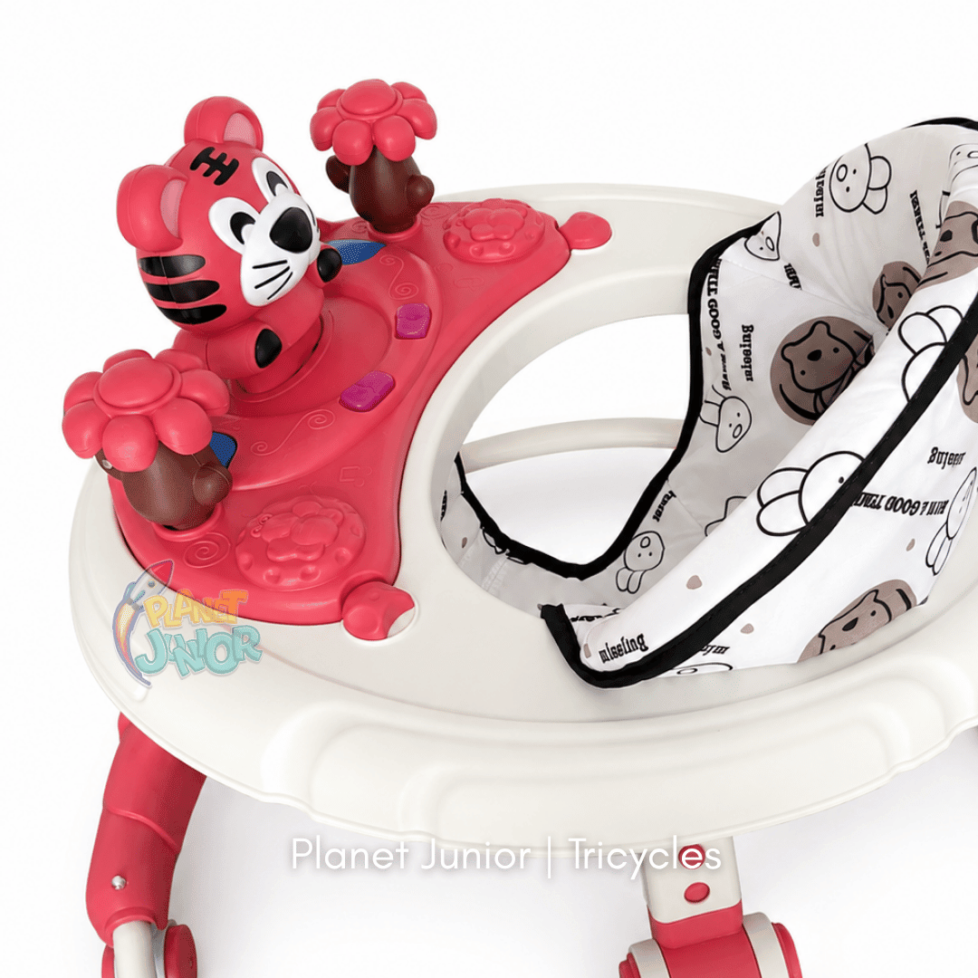 🐯 Cute Tiger-Themed Baby Walker with Activity Toys & Foldable Design