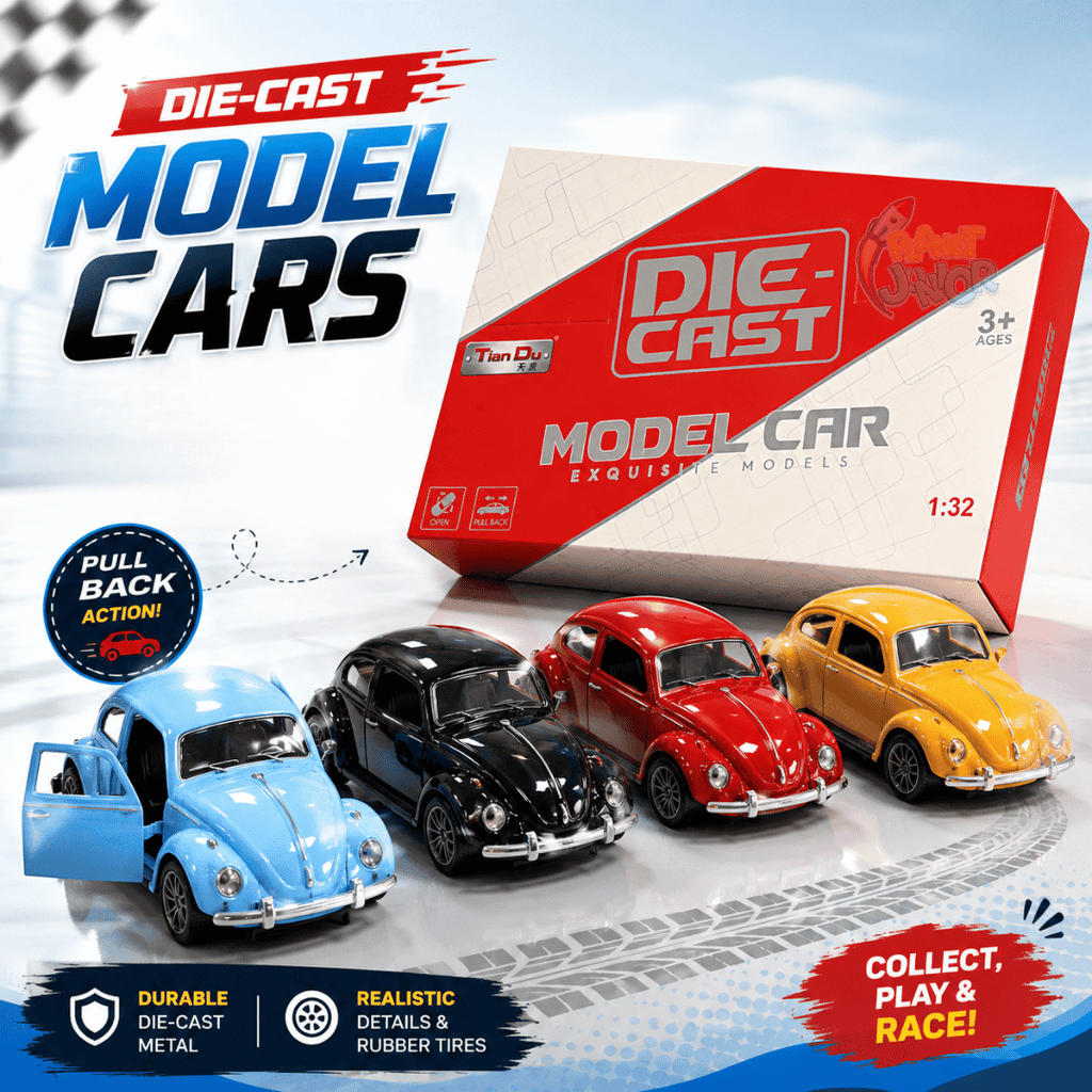 1:32 Scale Vintage Die-Cast Pull Back Model Beetle Car | 1 Pcs