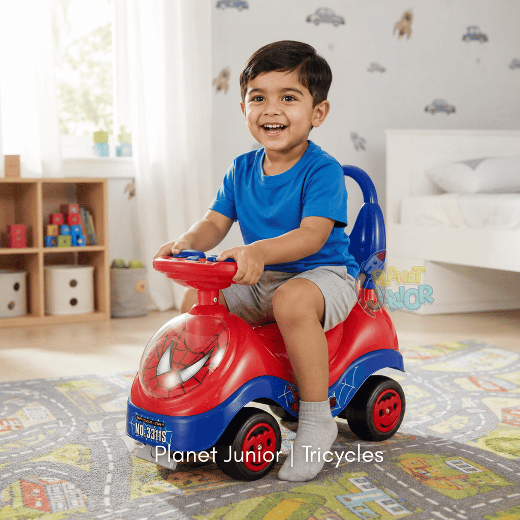 🕷️ Spider Themed Kids Tolo Ride-On Car with Music & Horn