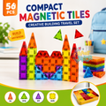 56 PCS Travel Friendly Magnetic Tiles Creative Building Travel Set for Kids