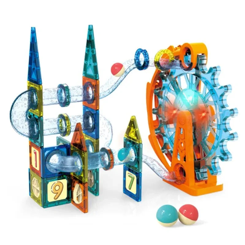 Glowing Ferris Wheel Magnetic Pipeline Building Blocks | 71Pcs