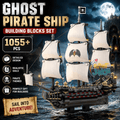1055 PCS Ghost Pirate Ship Legos Set with Detailed Sails