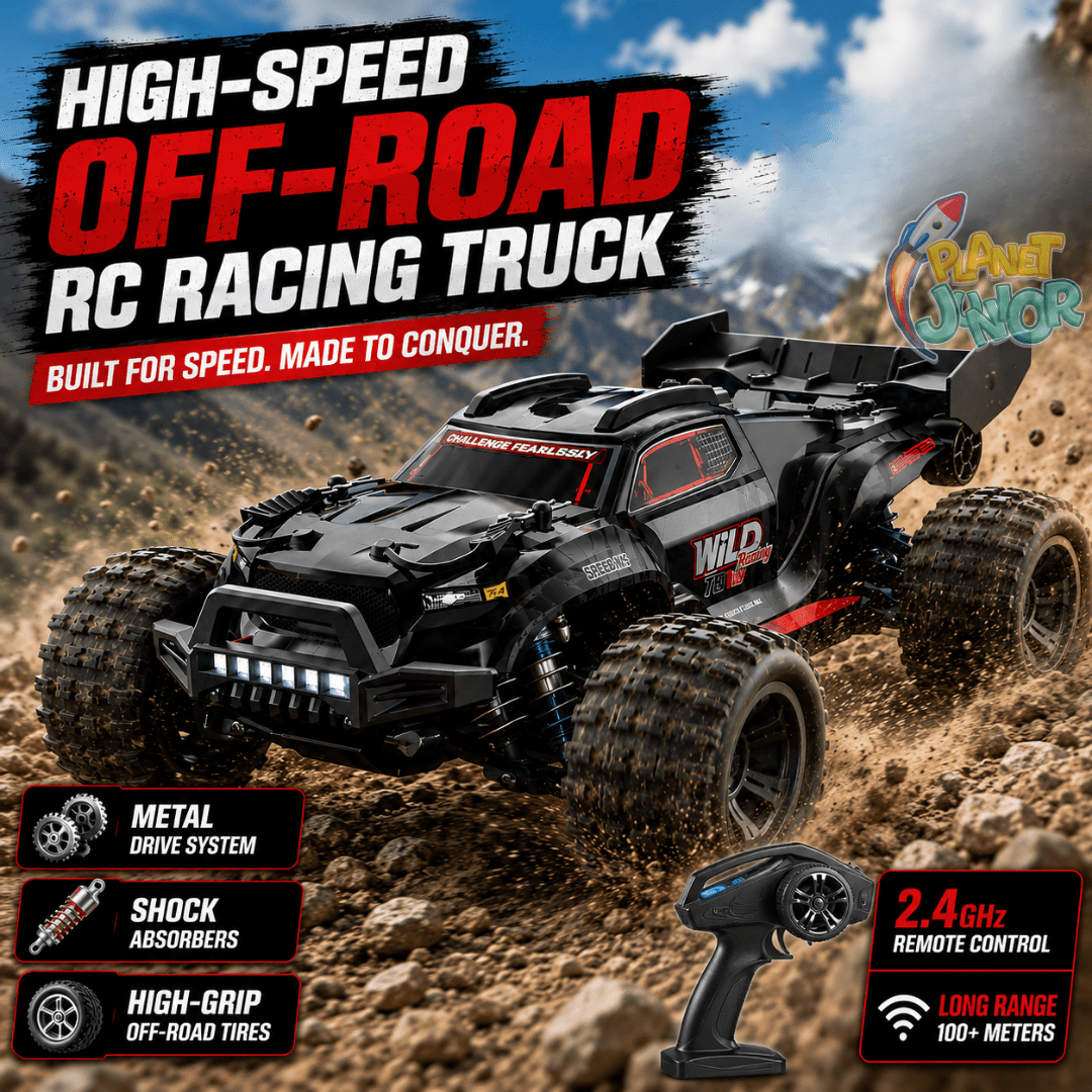 High-Speed Off-Road RC Racing Truck with Metal Drive System & Shock Absorbers