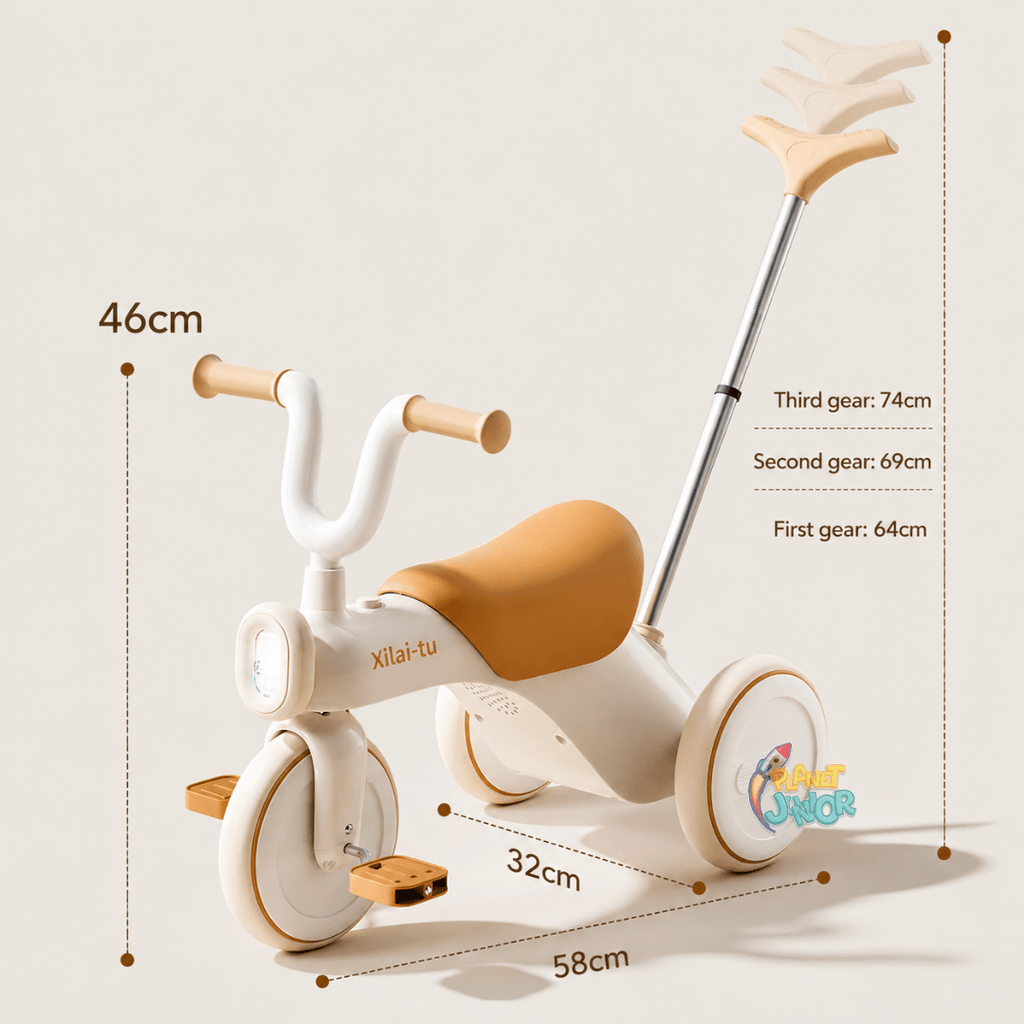 Kids Push Handle Tricycle with Lights & Music