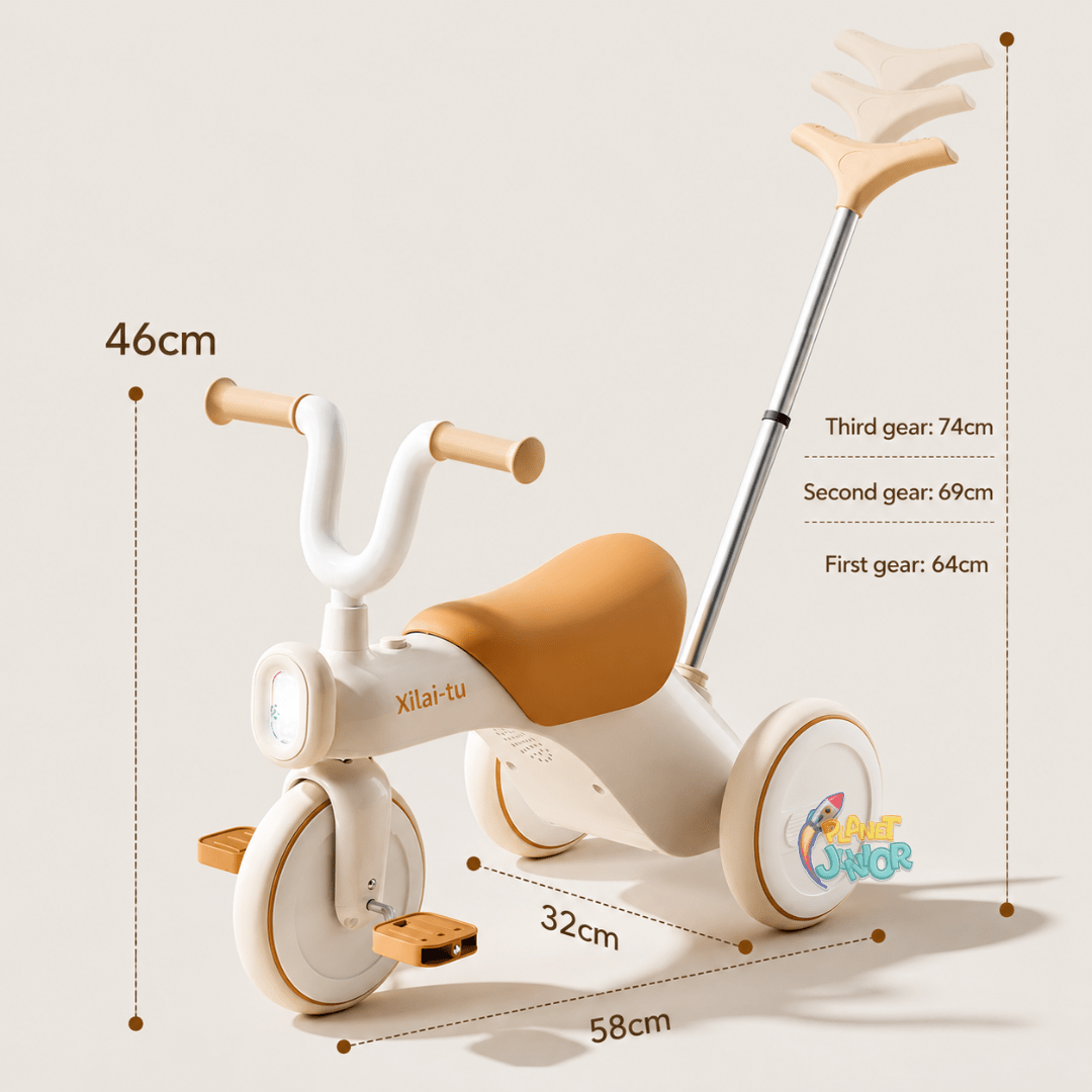 Kids Push Handle Tricycle with Lights & Music
