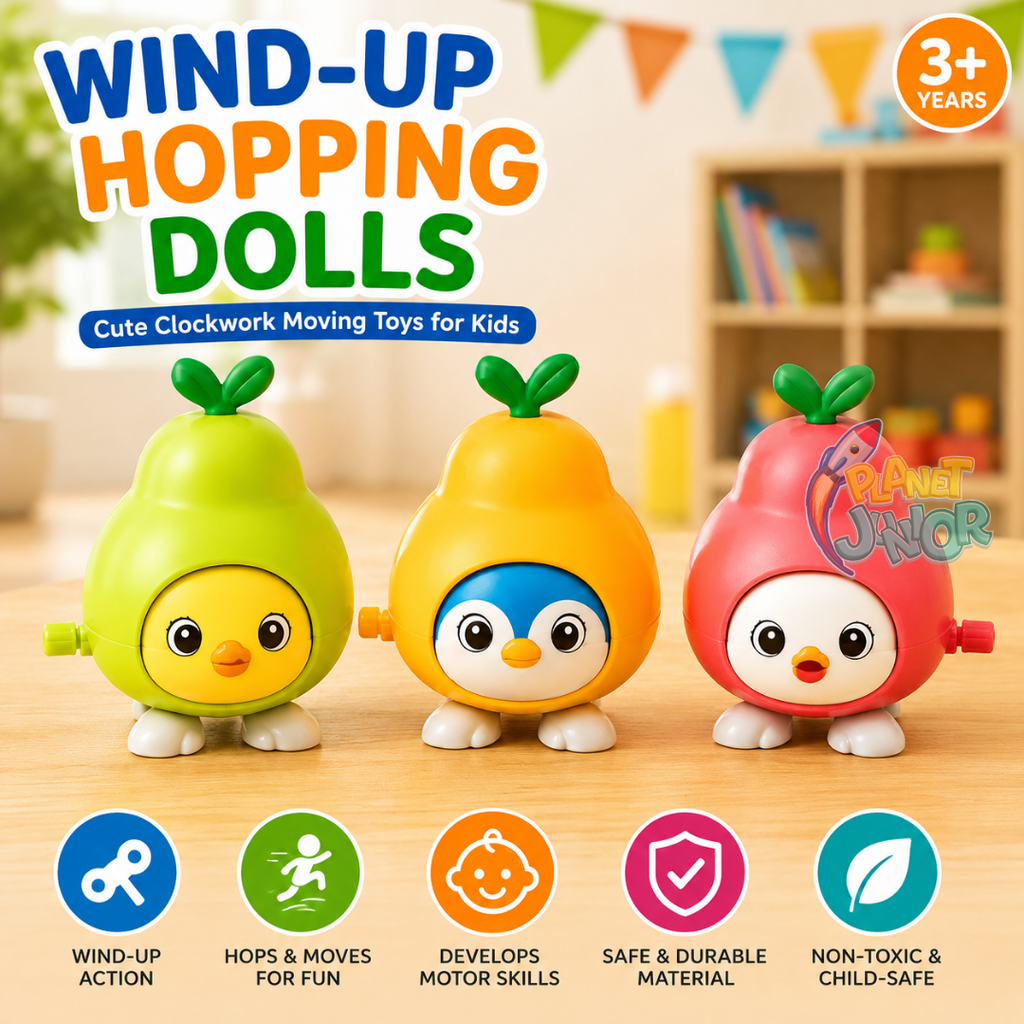 Wind-Up Jumping Hopping Dolls – Cute Clockwork Moving Toys for Kids | 1 Pcs