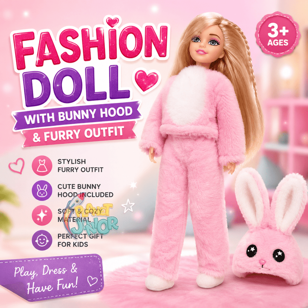 Fashion Doll with Bunny Hood & Furry Outfit