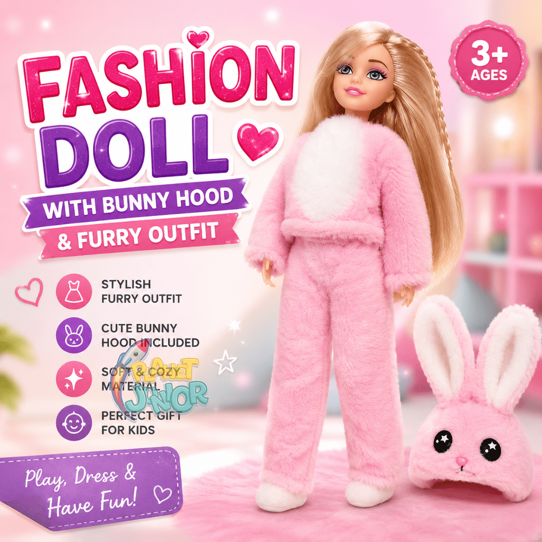 Fashion Doll with Bunny Hood & Furry Outfit