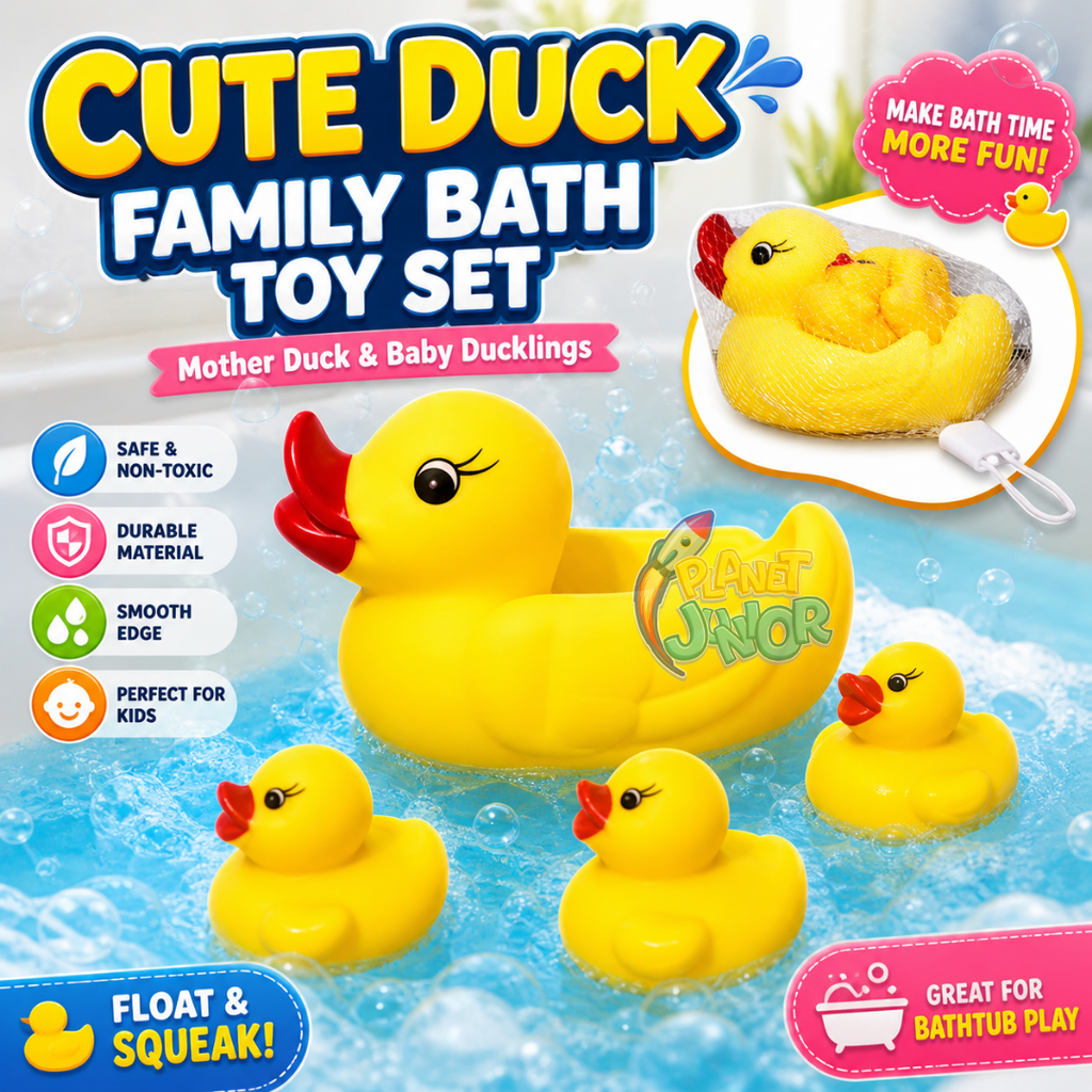 Cute Duck Family Bath Toy Set with Mother Duck & Baby Ducklings